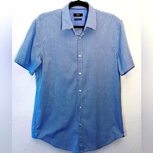 HUGO BOSS Regular Blue Check Shirt Casual Formal Men Size L Preppy